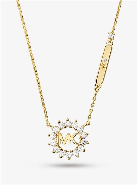 michael kors gold diamond necklace|Michael Kors sterling silver necklace.